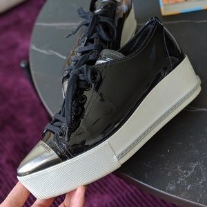 Miu Miu Platform Sneakers Shiny Black Size 8.5